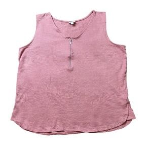 LuLaRoe 2XL Rachel Sleeveless Pink Tank Top Zipper Blouse